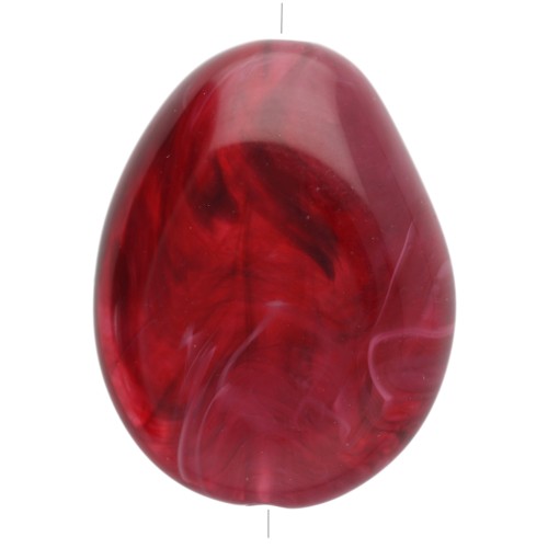 Flat irregular bead 22x17 mm in translucent resin - Marbled garnet x1