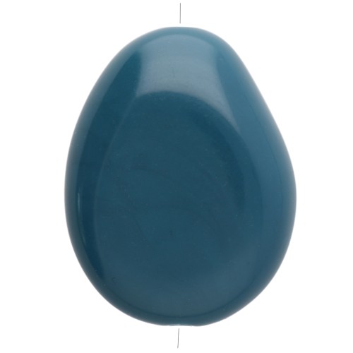 Flat irregular bead 22x17 mm in opaque resin - Peacock blue x1