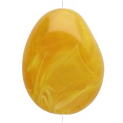 Flat irregular bead 22x17 mm in translucent resin - Honey yellow marbled x1