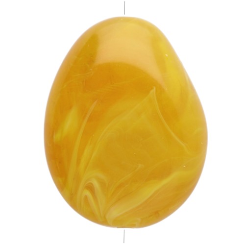 Flat irregular bead in translucent resin 22x17 mm - Honey yellow marbled x1