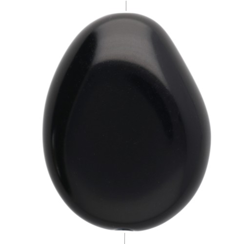 Flat irregular bead 22x17 mm in opaque resin - Black x1