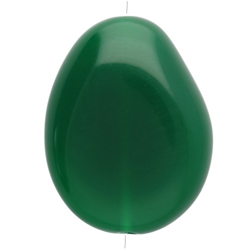 Flat irregular bead 22x17 mm in opaque resin - Emerald green x1