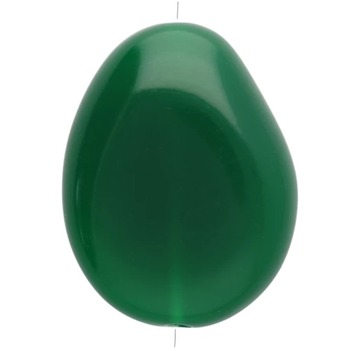 Flat irregular bead 22x17 mm in opaque resin - Emerald green x1