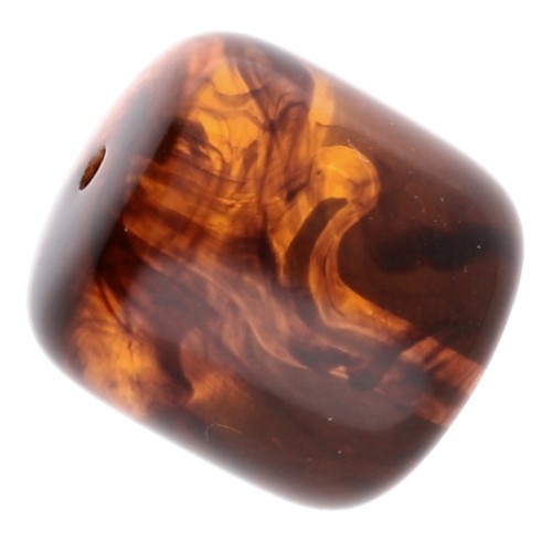 16x14 mm translucent resin tube beads - Marbled amber x4
