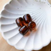 16x14 mm translucent resin tube beads - Marbled amber x4