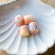 16x14 mm opaque resin tube beads - Marbled Multicolored Pearl x4