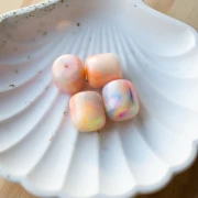 Opaque resin tube beads 16x14 mm - Marbled Multicolored Pearl x4