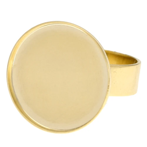 20 mm round flat-back cabochon brass ring - Fine gold plated x1