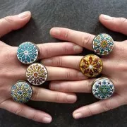 20 mm round flat-back cabochon brass ring - Fine gold plated x1