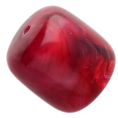 Translucent resin tube beads 16x14 mm - Marbled garnet x4