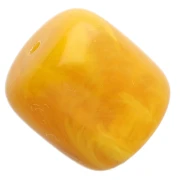 16x14 mm translucent resin tube beads - Honey yellow marbled x4