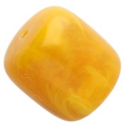 Translucent resin tube beads 16x14 mm - Honey yellow marbled x4