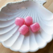 16x14 mm translucent resin tube beads - Dark pink marbled x4