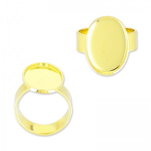 Raw setting ring base with 18x13mm setting fine Gold plated x1