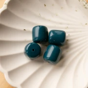 16x14 mm opaque resin tube beads - Peacock blue x4