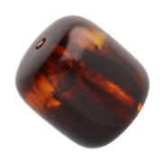 12x11 mm translucent resin tube beads - Marbled amber x6