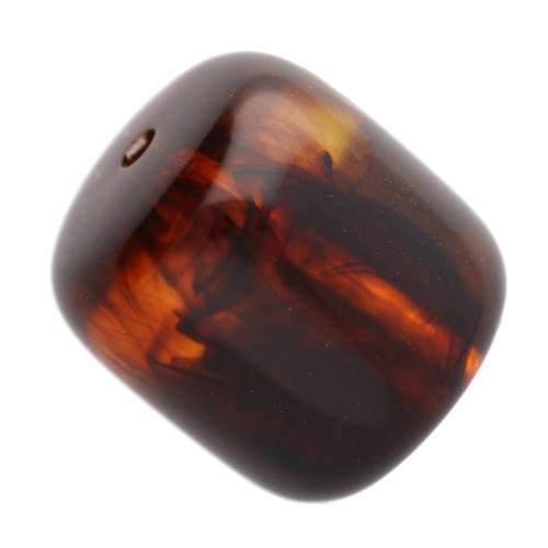 12x11 mm translucent resin tube beads - Marbled amber x6