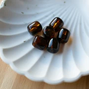 Translucent resin tube beads 12x11 mm - Marbled amber x6