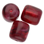 Translucent resin tube beads 12x11 mm - Marbled garnet x6