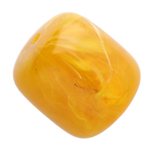 Tube beads 12x11 mm in translucent resin - Honey yellow marbled x6