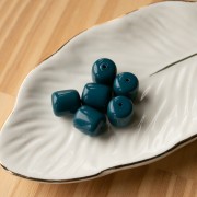 Opaque resin tube beads 12x11 mm - Peacock blue x6