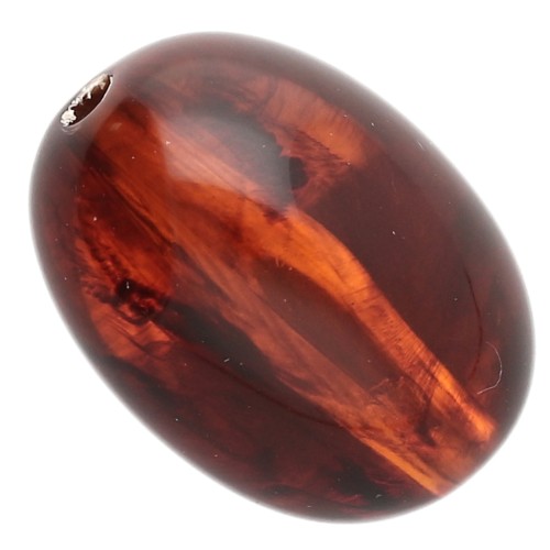 21x15 mm olive bead in translucent resin - Marbled amber x1