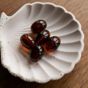 21x15 mm olive bead in translucent resin - Marbled amber x1