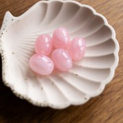 21x15 mm olive bead in translucent resin - Light pink marbled x1