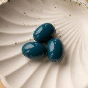 Opaque resin olive bead 21x15 mm - Peacock blue x1