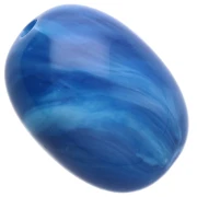 21x15 mm olive bead in opaque resin - Royal blue marbled x1