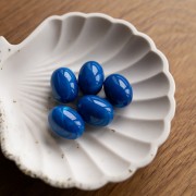 21x15 mm olive bead in opaque resin - Royal blue marbled x1