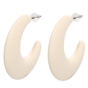 35 mm opaque resin hoop earrings - Ecru x2
