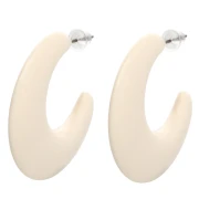 35 mm opaque resin hoop earrings - Ecru x2