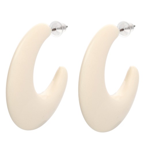 35 mm opaque resin hoop earrings - Ecru x2