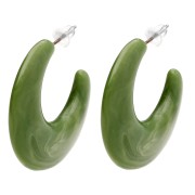 35 mm opaque resin hoop earrings - Khaki marbled x2