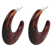 35 mm hoop earrings in translucent resin - Marbled amber x2