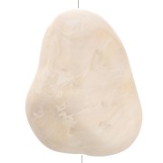 Textured 29x24 mm flat irregular bead in opaque resin - Cream marbled x1