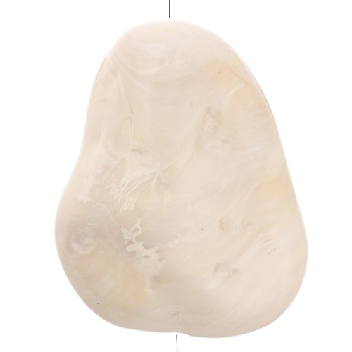 Textured 29x24 mm flat irregular bead in opaque resin - Cream marbled x1