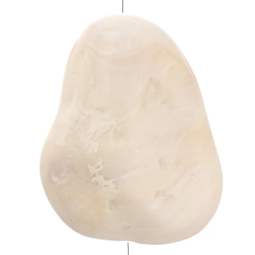 Textured 29x24 mm flat irregular bead in opaque resin - Cream marbled x1