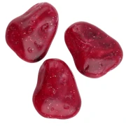 Textured irregular flat bead 29x24 mm in resin - Dark red marbled with glitter