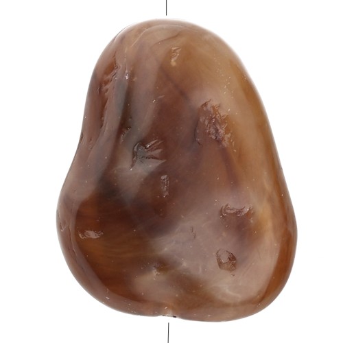 Flat irregular hammered bead 29x24mm in opaque resin - Marbled Brown - Cream x1