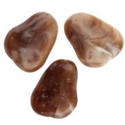 Flat irregular hammered bead 29x24mm in opaque resin - Marbled Brown - Cream x1