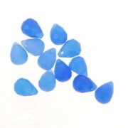 Faceted drop 6x9mm Aqua Calcedoine x1