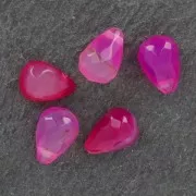 Faceted drop 6x9mm Fuchsia Agate x1