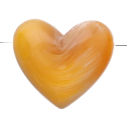 13x15 mm translucent resin heart beads - horizontal hole - Apricot marbled x6