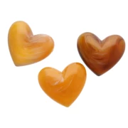 13x15 mm translucent resin heart beads - horizontal hole - Apricot marbled x6