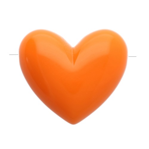 13x15 mm opaque resin heart beads - horizontal hole - Orange x6