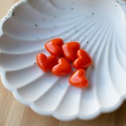 13x15 mm opaque resin heart beads - horizontal hole - Orange x6
