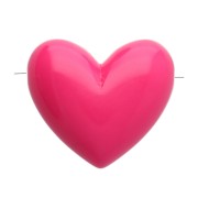 13x15 mm opaque resin heart beads - horizontal hole - Fuchsia Pink x6