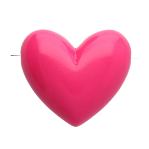 13x15 mm opaque resin heart beads - horizontal hole - Fuchsia Pink x6